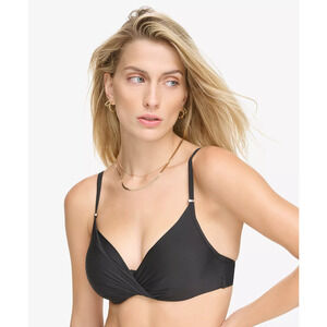 Calvin Klein Women's Swim Bikini Pleated Underwire Top Black Size XS 14401